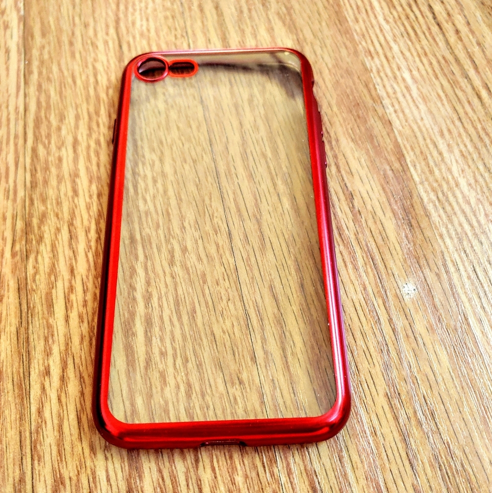 iPhone 7 Case Red Silver & Clear Lightly Used